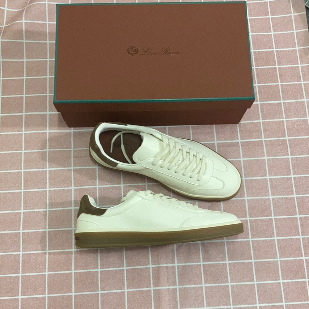 Loro Piana Men’s White And Tan Sneakers
